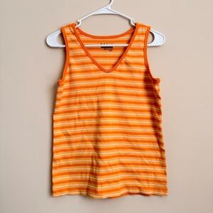 Basic Editions Orange and White Striped Top